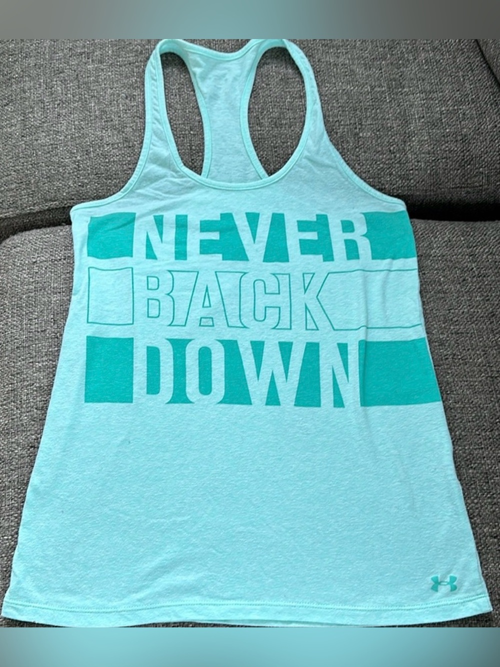 Under Armour Mint Green Never Back Down Racerback Graphic Tank Top S 🏃‍♀️